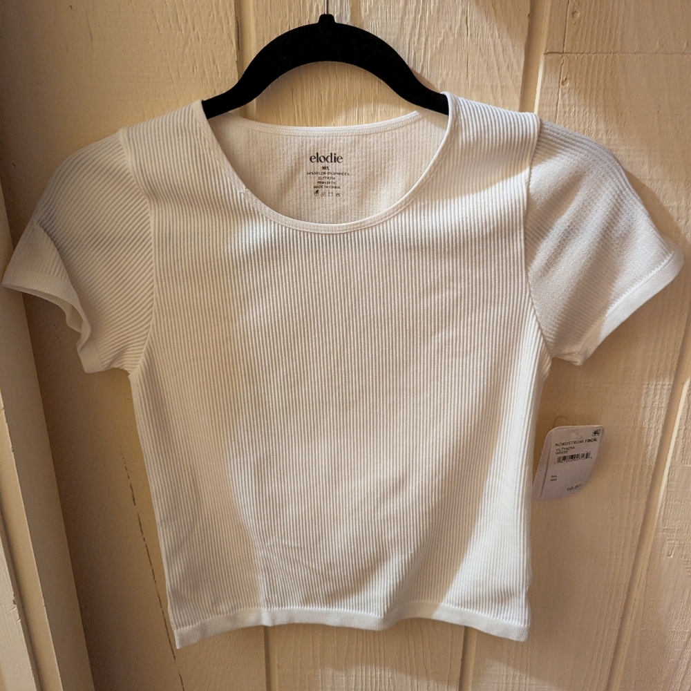 White Ribbed Women's Top M/L